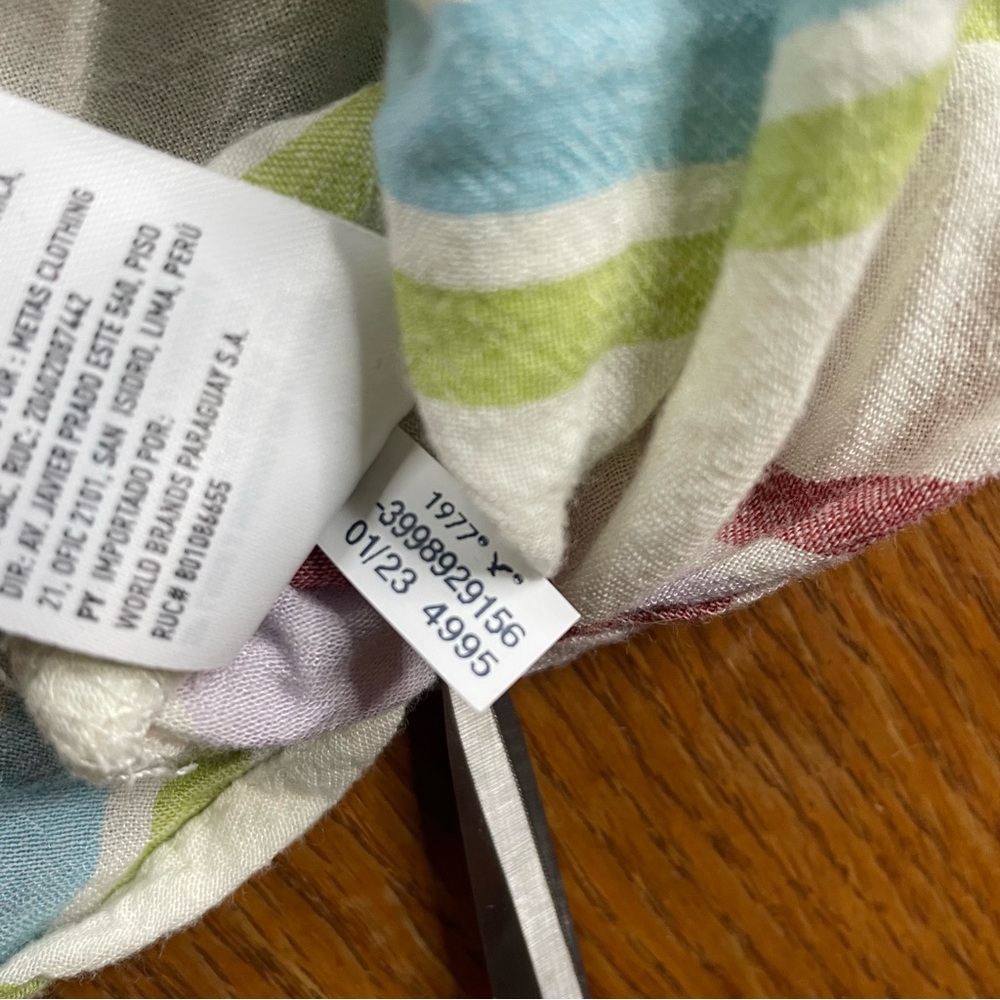 American Eagle Oversized Shirt Women's M Pastel Stripes Button Down Roll Sleeve - Picture 12 of 13